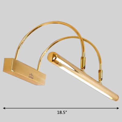 18.50 Inch Long 12W LED Cold White Light Adjustable Arc Arm Picture Light 1 Light Gold Led Linear Vanity Light for Bathroom Mirror Living Room Gallery