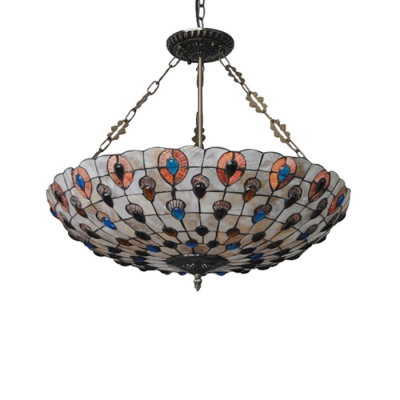 5-Light Jewel Accented Handmade Shell Inverted Pendant Light for Living Room 2 Designs for Option