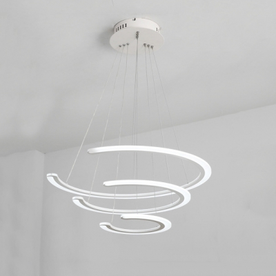 Adjustable Multi Tiered Led Chandelier Acrylic White Novelty LED Pendant Lighting for Bedroom
