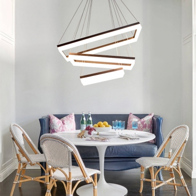 Modern Adjustable Lighting Frosted LED Rectangular Chandelier LED Chandelier Lamp for Living Room