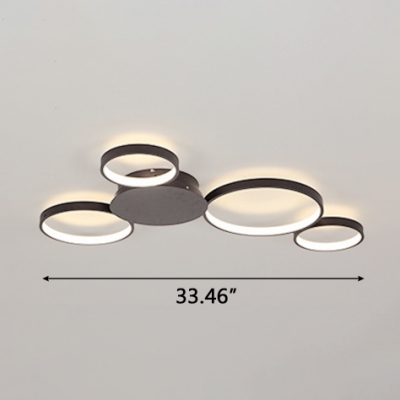 Modern Living Room Bedroom Lighting 4 Lights Circular Ring LED Ceiling Fixture in Brown 49W-75W LED Warm White Neutral 3 Sizes for Option
