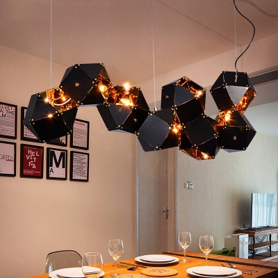 Multi Light LED Chandelier Black and Gold High Brightness Metal Shade Long LED Chandeliers for Hotel Gallery Bar