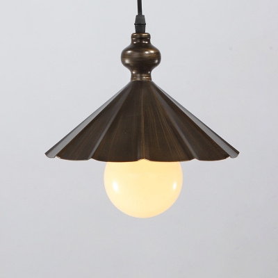 Single Round Bulb Retro Pendant Light with Conical Shade for Indoor Hallway