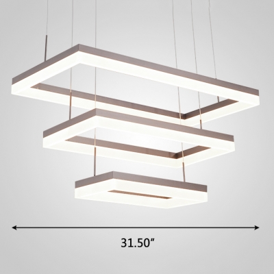 Modern Adjustable Lighting Frosted LED Rectangular Chandelier LED Chandelier Lamp for Living Room