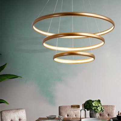 Modern Gold Chandelier Ultra Thin LED Chandeliers Foyer Office Staircase Aluminum Cylinder