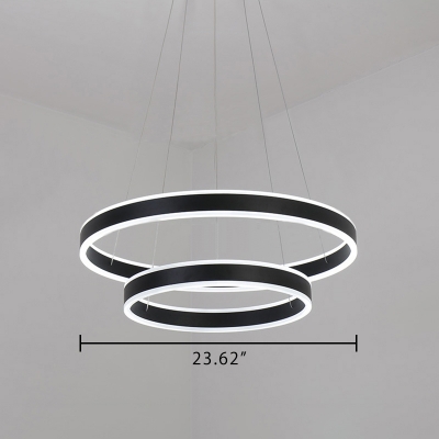 Modern Minimalist 1 Light-4 Light Suspension LED Pendant Matte Black Aluminum Circle Ring Multi Light LED Chandelier for Bathroom Dining Room Kitchen