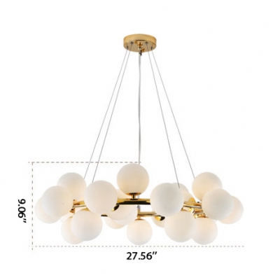 Post Modern Ball Hanging Lamp Height Adjustable Decorative Frosted Glass Sphere LED Chandelier