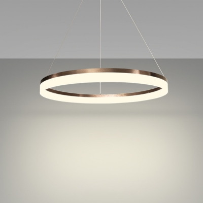 Shabby Chic Chandelier Brushed Aluminum Brown 1 Tier/2 Tier/3 Tier 22/55W LED Ring Pendant Light with Opal Diffused Shade