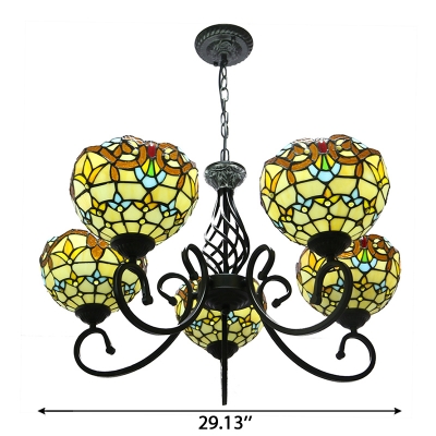 Tiffany Victorian Design 5/6 Lights Hanging Chandelier with Inverted Bowl Shades