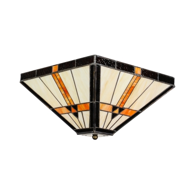 11 81 Wide Tiffany Mission Style Vintage Flush Mount Ceiling Light In Amber Hl484633 At The Of 45 99 Beautifulhalo Com Imall - Antique Style Flush Mount Ceiling Light