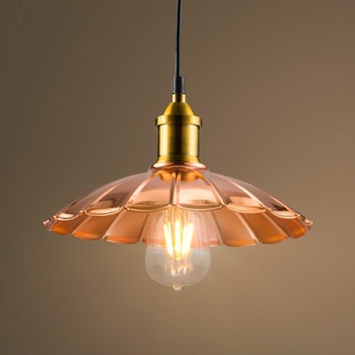 9.84 Inches Width Indoor Hallway Single Light Source Pendant with Scalloped Shade