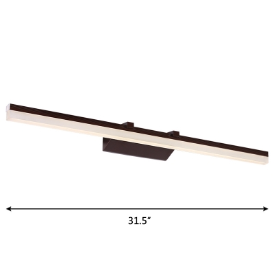 Brown Slim LED Neutral Light Acrylic Linear Wall Light for Bathroom Mirror Cabinet in Modern Style