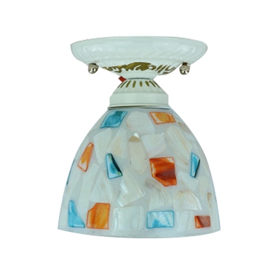 Colorful Shell Shade Tiffany Semi Flush Mount for Hallway Foyer, Handmade, 3 Designs for Choice