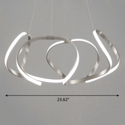 Low Profile Chandeliers Chrome Curved LED Pendant Light 23.62
