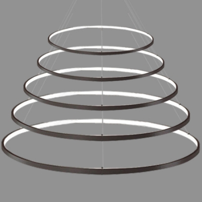 Multi Ring Pendant Light Black Halo LED Chandelier Aluminum Minimalist 1-Light to 5-Light Pendant Lighting for Entryway Foyer Dining Room