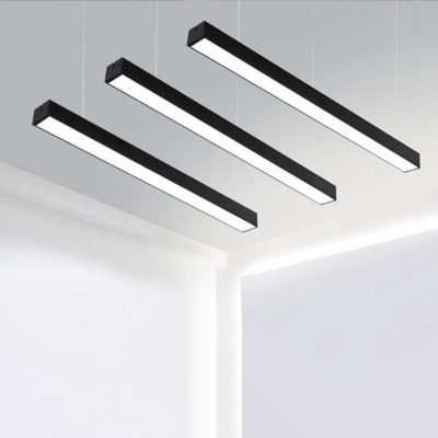 AC110-240V White Light Modern Linear LED Pendant Light Black Aluminum Meeting Room Linear