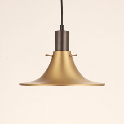 Indoor Shallow Flared Shade Single Light Hanging Pendant in Brown