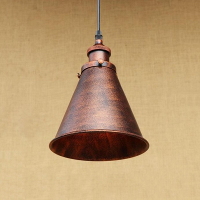 Industrial Pendant Light with 7.28''W Cone Shade, Rust/Black