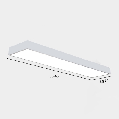 Modern LED Linear Fixture Seamless Connection Rectangular LED Flsuh Light in White Finish 7.87