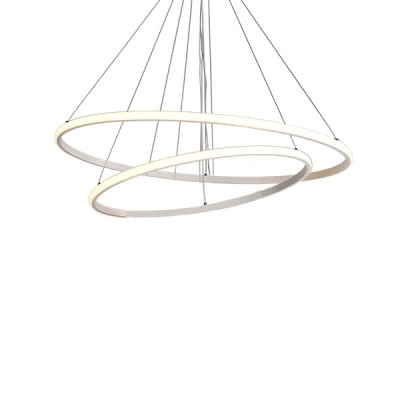 Modern Brown Aluminum LED Warm White Neutral Light Halo Chandelier for Bedroom Dining Room