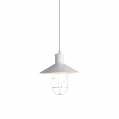 Nautical Style 1 Light 10 Inches Wide Pendant Light with Metal Shade, White