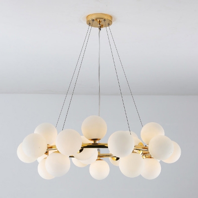 Post Modern Ball Hanging Lamp Height Adjustable Decorative Frosted Glass Sphere LED Chandelier