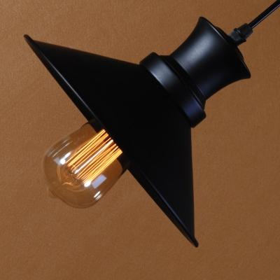 Rustic Ceiling Fixture Metal Cone Shade Black Pendant