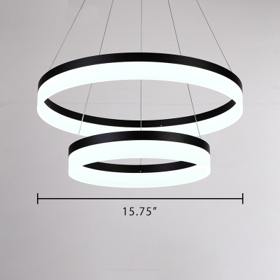 Small/Medium/Large Halo Chandelier 36W Aluminum Led Pendant Lighting in Black for Dining Room