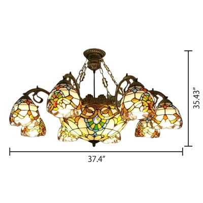Victorian Design Inverted Colorful Glass M&S Light Chandelier 2 Sizes Available