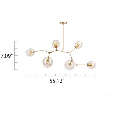 Chandelier Gold Finish 3/5/6/7/8/9 Heads Clear Glass Ball LED Chandeliers