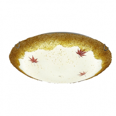 Mediterranean Style Bedroom Mosaic Flush Mount Ceiling Fixture Featuring Flower/Maple Leaf Decor