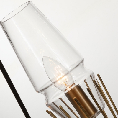 Mid Century Modern Lighting Aged Brass Goblet LED Chandelier 8 Light/10 Light Clear Glass Shade LED Linear Hanging Pendant for Dining Room Restaurant