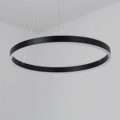 Modern Minimalist 1 Light-4 Light Suspension LED Pendant Matte Black Aluminum Circle Ring Multi Light LED Chandelier for Bathroom Dining Room Kitchen