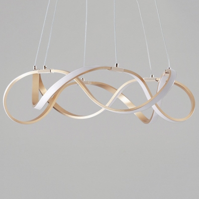 Room Decorative Lights Polished Brass Twist LED Pendant Light 33/83/152W Ultra Modern Multi Ring Chaos LED Chandelier LED Warm White Neutral Light