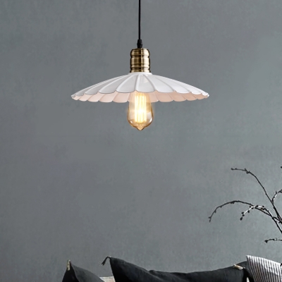 9.84/11.81/13.77/15.74 Inches Width Indoor White Single Light Down Lighting LED Pendant with Scalloped Metal Shade