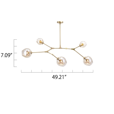 Chandelier Gold Finish 3/5/6/7/8/9 Heads Clear Glass Ball LED Chandeliers
