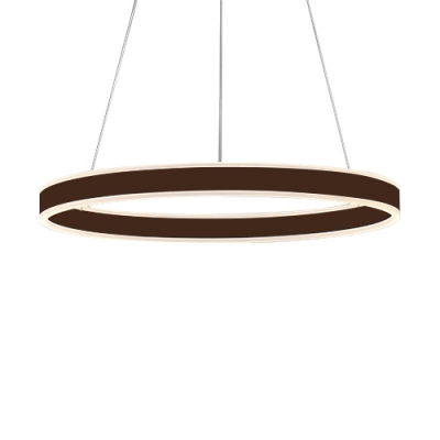 Adjustable Hanging Light Brushed Aluminum Single Ring/Dual Ring/Triple Ring Chandelier in Brown for Foyer Entryway Staircase
