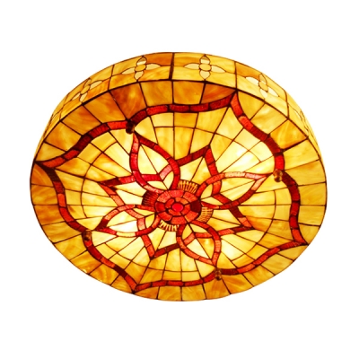 Floral Theme Natural Shell Flush Mount Ceiling Light in Tiffany Style 2 Sizes Available
