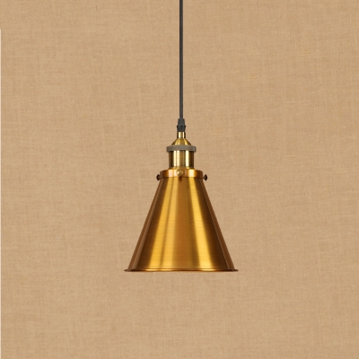 Industrial Style 1-Light Hanging Pendant Lamp with Conical Shade for Restaurant Cafe, Chrome/Copper/Brass