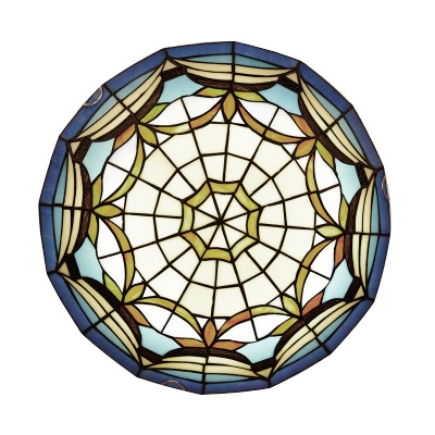 Nautical Style Sailboat Design Tiffany Ceiling Light Fixture with Shallow Shade 2 Sizes Available