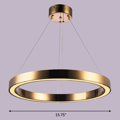 Post Modern Aluminum Circular Ring Chandelier Cord Adjustable 1/3 Rings Polished Brass Saturn LED Chandelier for Dining Room Buffet Restaurant Hall