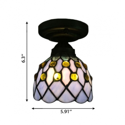 6 Inch Mini Semi Flush Mount Ceiling Light in Tiffany Stained Glass Style