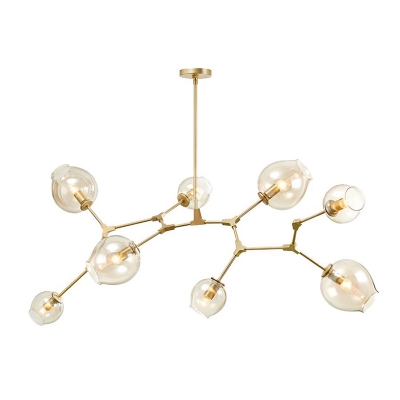 Chandelier Gold Finish 3/5/6/7/8/9 Heads Clear Glass Ball LED Chandeliers