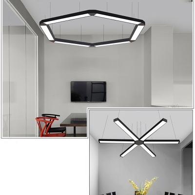 AC110-240V White Light Modern Linear LED Pendant Light Black Aluminum Meeting Room Linear