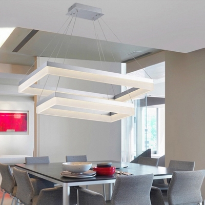 Modern Chandelier for Dining Room Kitchen Frosted Shade Level 