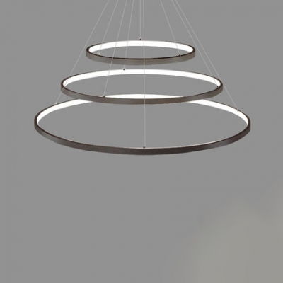 Multi Ring Pendant Light Black Halo LED Chandelier Aluminum Minimalist 1-Light to 5-Light Pendant Lighting for Entryway Foyer Dining Room