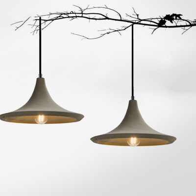 Nordic Hanging Lamp with Cement Shallow Saucer Shaped