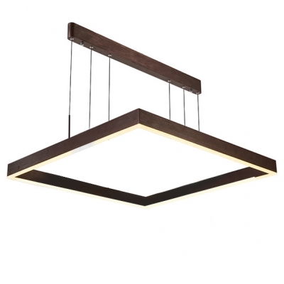 Dark Brown Linear Island Pendant Brushed Aluminum 1 Tier/2Tier/3 Tier LED Square LED Chandelier in Acrylic Shade for Dining Room Foyer Entryway