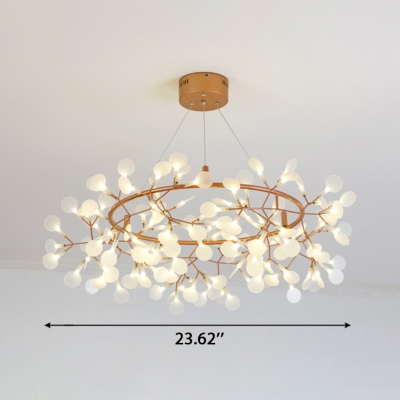 Indoor Accent Lighting Rose Gold Branch LED Chandelier Metal Ring Heracleum II LED Pendant Light with Adjustable Cord (AC100-240V)