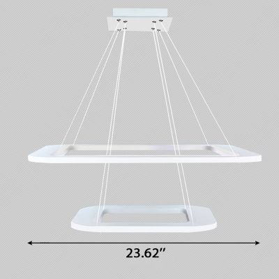 Acrylic Panel LED Chandelier 1 Light/2 Light/3 Light Square LED Hanging Light for Bathroom